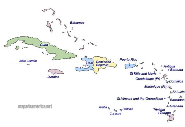 Mapa Del Caribe Con Sus Países Mapa De América 6604