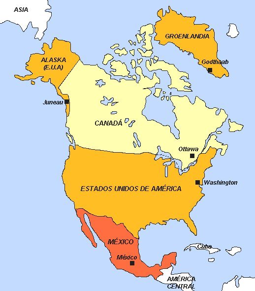 Mapa Politico De America Del Norte Paises Y Capitales