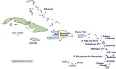 Mapa del Caribe con sus países