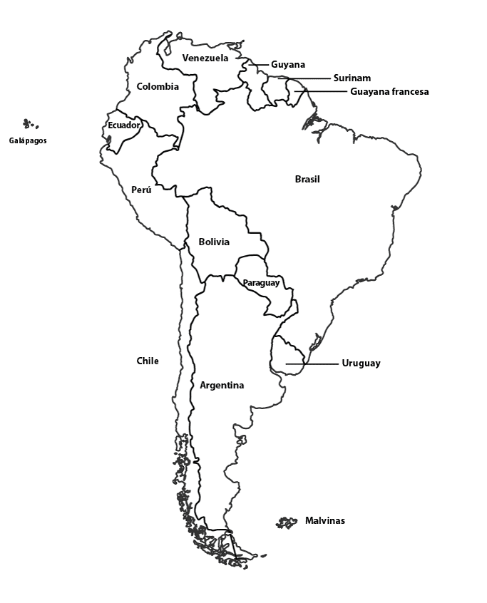 Mapa de América del Sur