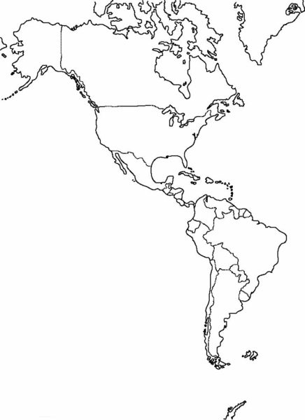 Mapa de América sin nombres